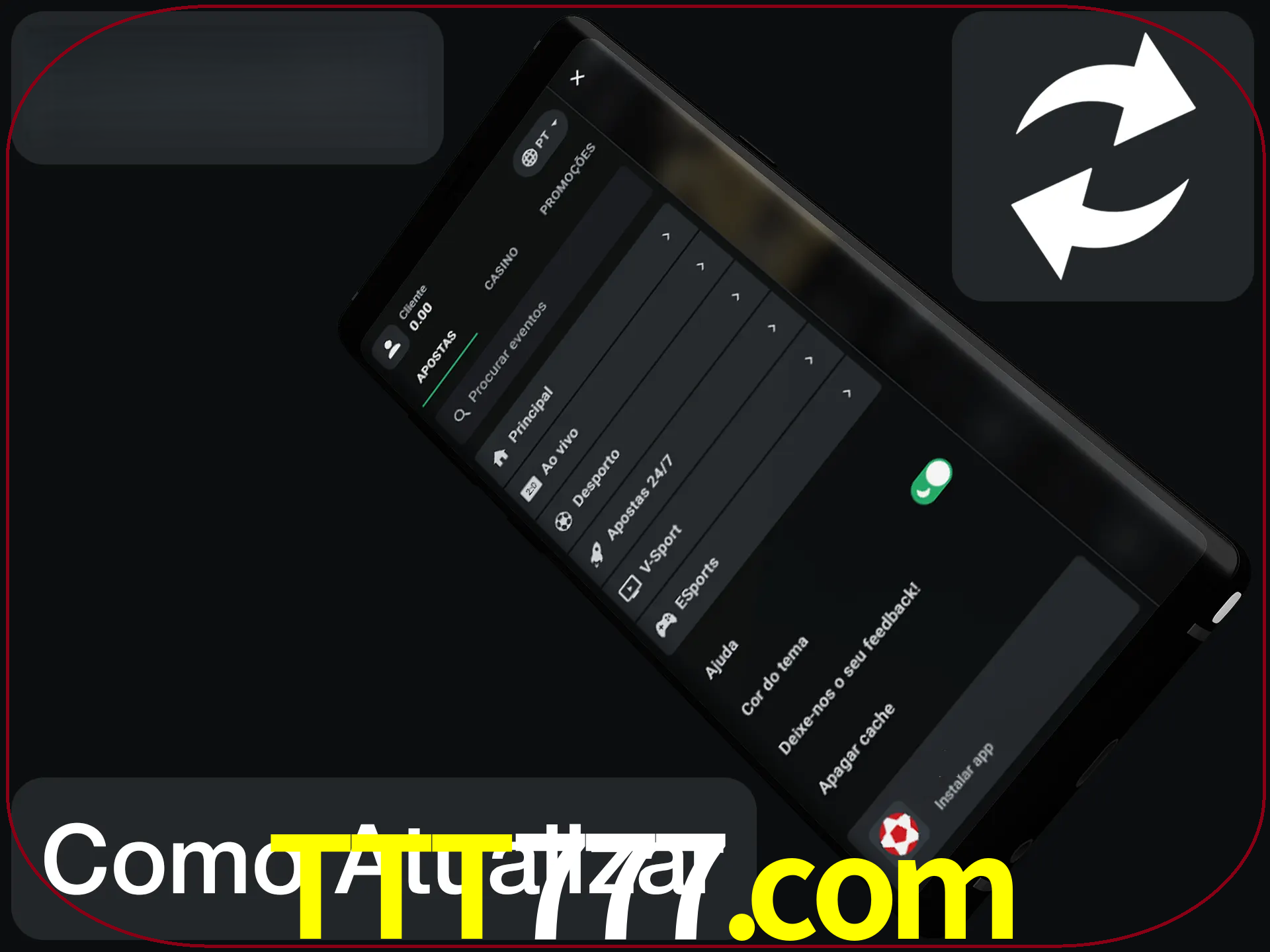 O aplicativo é atualizado automaticamente quando você faz o login.