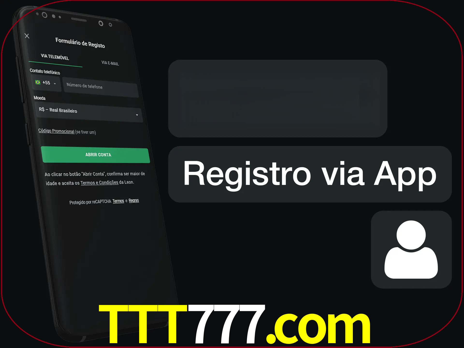Registre-se com duas etapas usando o aplicativo.