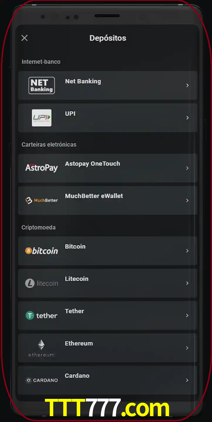 Você pode usar métodos alternativos de depósito.