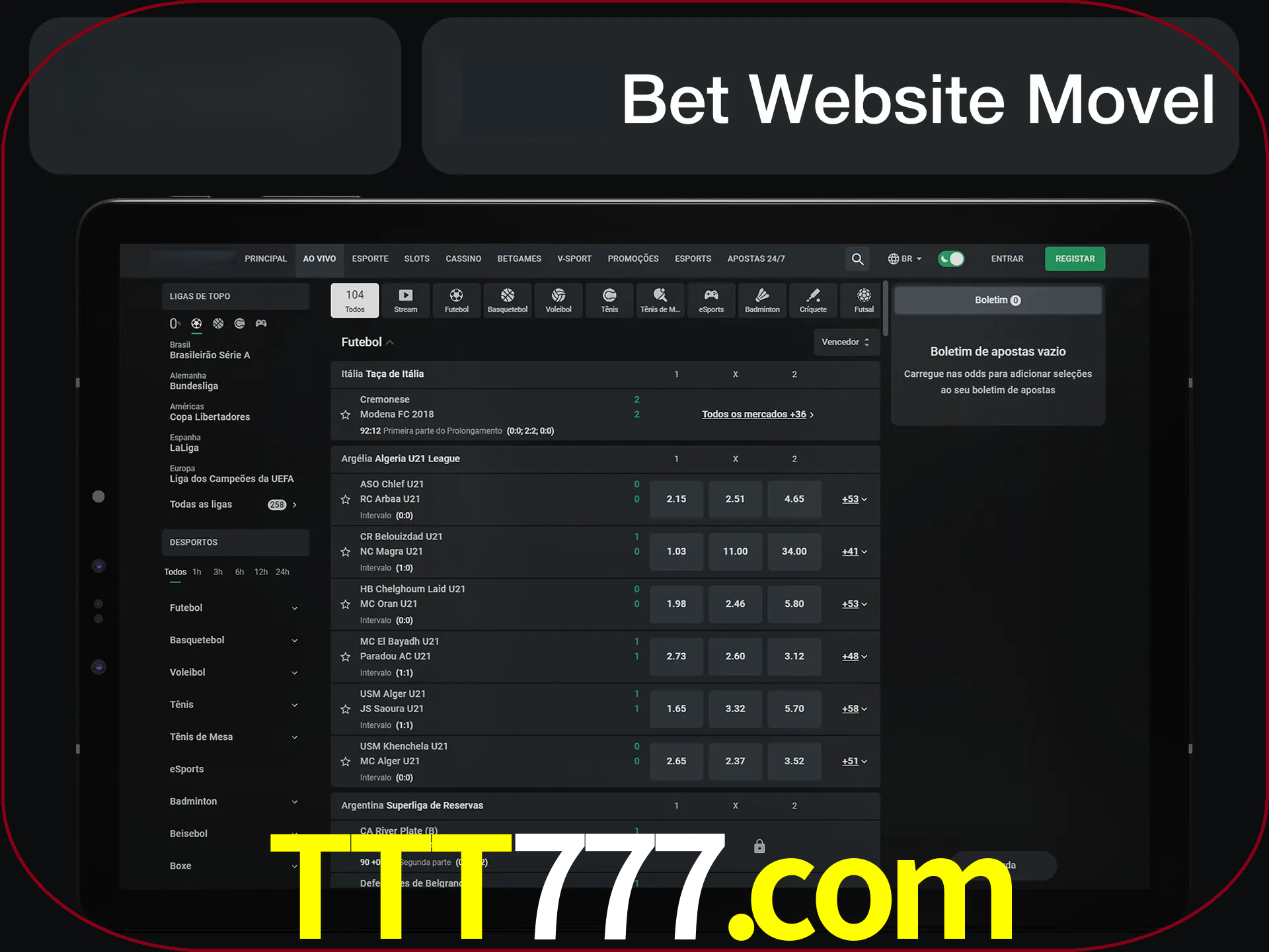 Use nosso website em qualquer dispositivo.