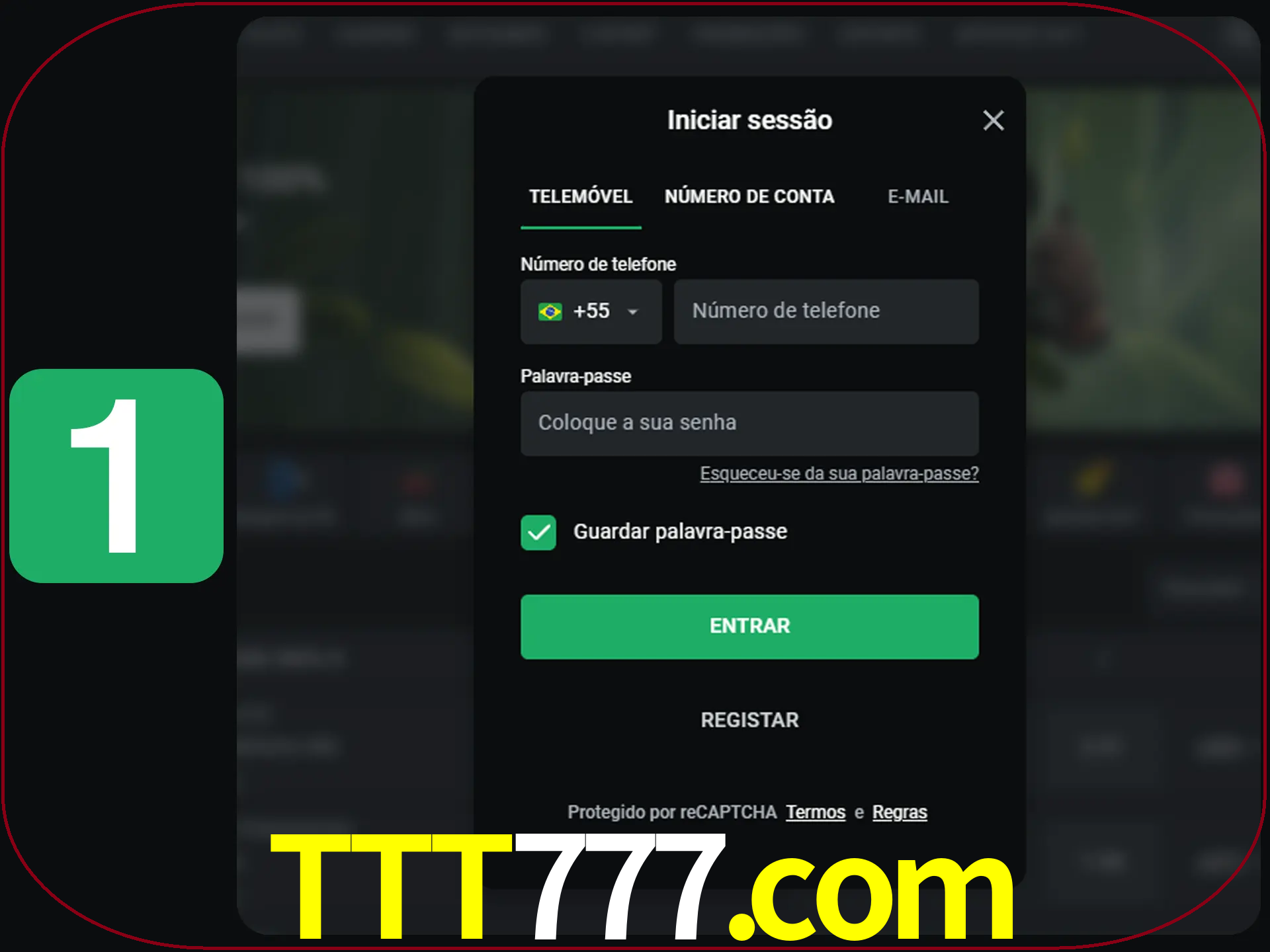 Clique no botão Entrar.